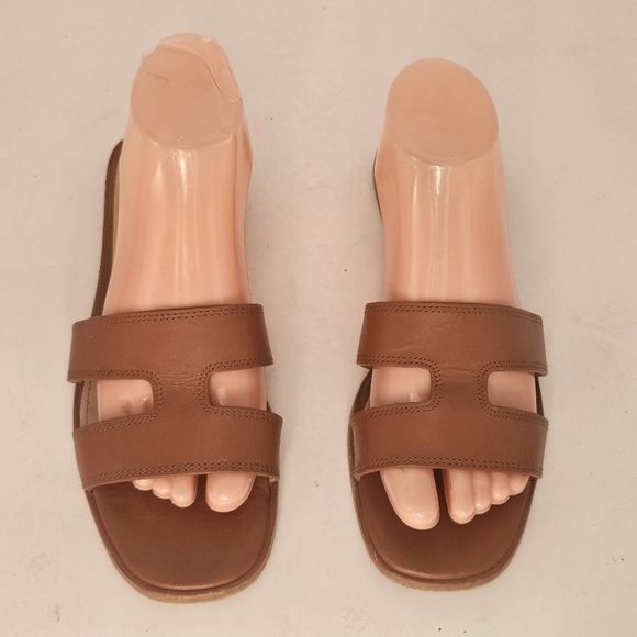 Steve Madden Hadyn Slide Sandals, Cognac Leather, Size 8.5, Preowned - Picture 10 of 10